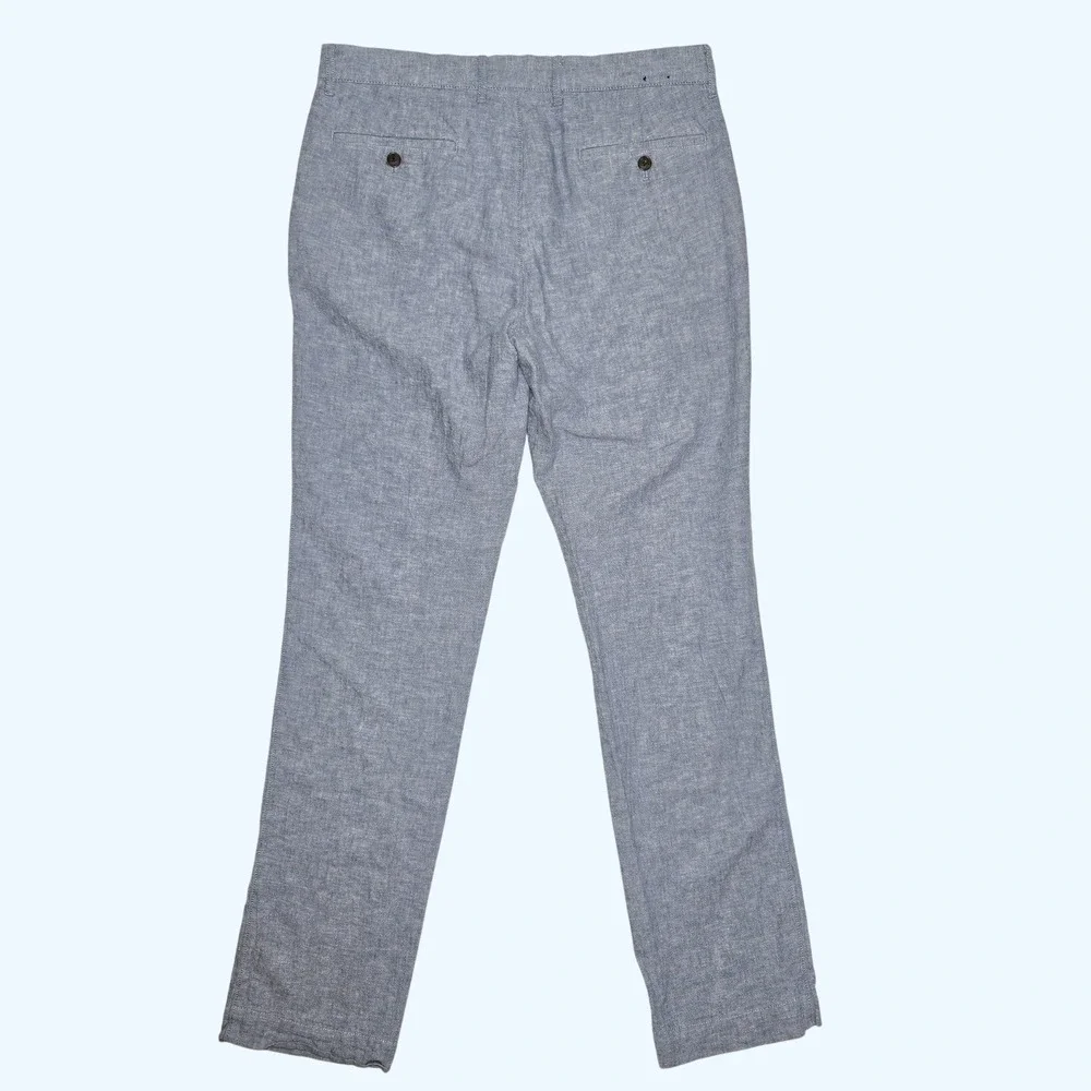 J.Crew Straight Fit Linen Cotton Blend Pants Blue BH747 Mens 32x34 Heathered